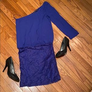NWT Zara one sleeved blue dress sz S